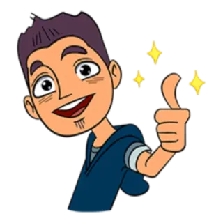 👍 ea4c1aa8 homem, polegar para cima, desenho animado, feliz, positivo, pessoa whatsapp sticker