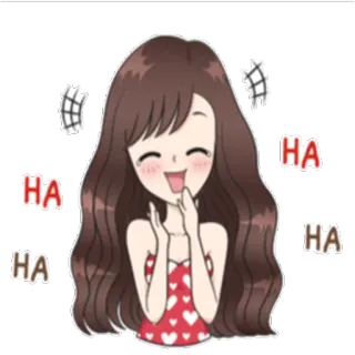 😂 98b4ed21 HA lachen, emoji, fröhlich, cartoon, mädchen, gelächter telegram sticker