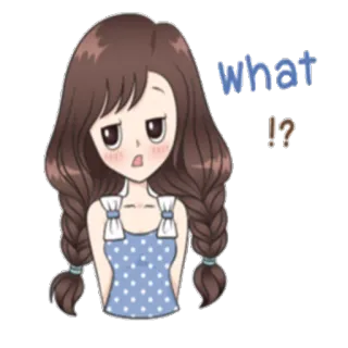 🤔 f6cdffbd what !? Mädchen, Cartoon, Frage, Ausruf, verwirrt telegram sticker