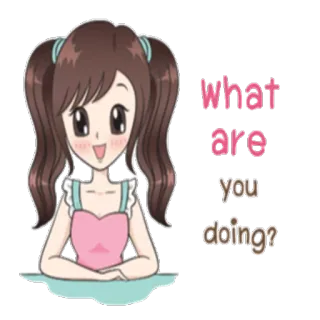 🤔 f9fbf70c what are you doing? Cartoon, Mädchen, Anime, Frage, Süß, Rosa telegram sticker