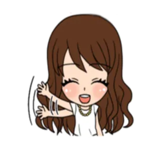 👋 43254e18 สติกเกอร์, การ์ตูน, โบกมือ, เด็กผู้หญิง, ผมสีน้ำตาล, ตัวละคร telegram sticker