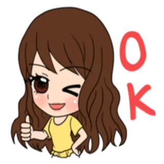 👍 cc828bd7 OK โอเค, อนุมัติ, ตกลง, การ์ตูน, เด็กผู้หญิง, ผู้หญิง, ยกนิ้วโป้ง telegram sticker