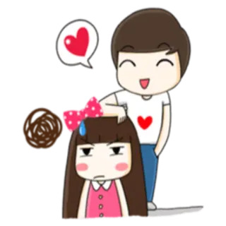 ❤ 287734af Kreskówka, Para, Miłość, Serce, Słodkie, Związek telegram sticker