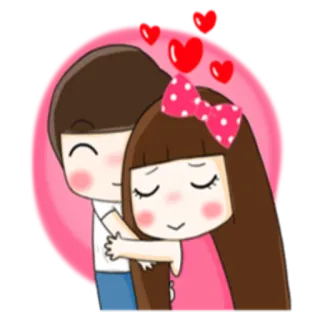 💏 3d5002c3 Kreskówka, Miłość, Para, Serca, Przytulanie, Romans, Słodkie telegram sticker