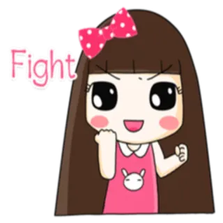 ✊ f7baa1b0 Fight walka, kreskówka, dziewczyna, animowane, słodkie, motywacyjne telegram sticker