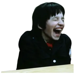 🤣 2c3f67ac anak laki-laki, anak, tertawa, kaos hitam, senyum telegram sticker