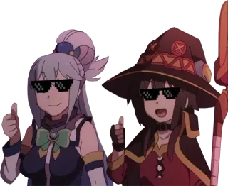😎 2585b999 Aqua Konosuba Anime, Śmieszne, Komedia, Okulary, Fajne, Kciuk w górę telegram sticker