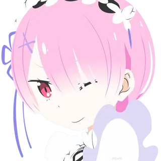 😉 7813f165 Ram Re:Zero Anime, Kreskówka, Słodkie, Ram, Re:Zero, Różowe włosy telegram sticker