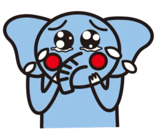 😂 4718293a gajah, sedih, menangis, kartun, emoji, hewan, biru whatsapp sticker