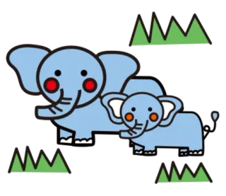 👨 54500191 gajah, bayi gajah, binatang, kartun, lucu, ilustrasi, rumput whatsapp sticker