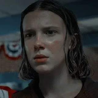 💟 cc3c8d21 Eleven Stranger Things Eleven, Millie Bobby Brown, Stranger Things, asustada, molesta, Netflix, serie tv telegram sticker