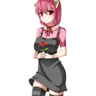 🌹 31f66e54 anime, cat girl, pink hair, red eyes, rose telegram sticker