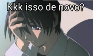 😂 1c35213b Kkk isso de novo? 애니메이션, 좌절, 얼굴감싸기, 밈 telegram sticker