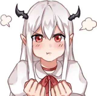 😤 25351d48 动漫, 女孩, 恶魔, 生气, 角, 红眼睛, 可爱 whatsapp sticker