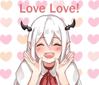 😍 537b34e4 Love Love! 动漫, 爱, 卡哇伊, 恶魔, 角, 可爱, 快乐 whatsapp sticker