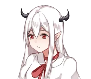 😒 ea36bfc7 Anime, Elf, Iblis, Gadis, Mata merah, Tanduk telegram sticker