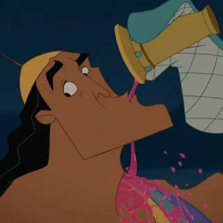 🍂 5d709c39 Kronk The Emperor's New Groove ดิสนีย์, ครังก์, เครื่องดื่ม, จักรพรรดิกลายพันธุ์ อัศจรรย์อลเวง, การ์ตูน telegram sticker