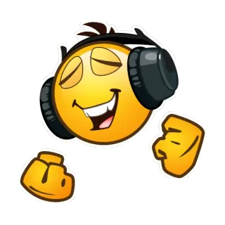 🎧 5624a4e4 表情符号, 笑脸, 耳机, 音乐, 听, 黄色 telegram sticker