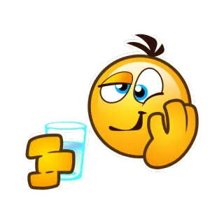 🍸 9fed384a 表情符号, 水, 玻璃, 黄色, 懒惰, 思考 telegram sticker