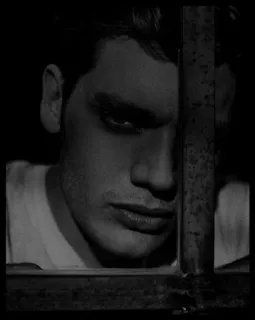 ✖️ 9766ef43 man, gezicht, zwart-wit, portret, serieus, gevangenis whatsapp sticker