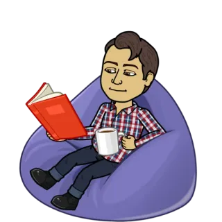 📖 34bcaa0e 本, コーヒー, 読書, bitmoji, リラックス, 人, イラスト telegram sticker