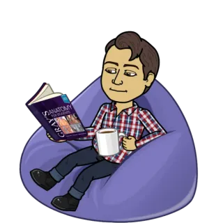 🍖 762d6dce Anatomy 読書, 解剖学, Bitmoji, 本, コーヒー telegram sticker