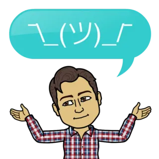 😄 d581d5d4 ¯\_(ツ)_/¯ 肩をすくめる, 絵文字, Bitmoji, ミーム, カジュアル, 質問 telegram sticker