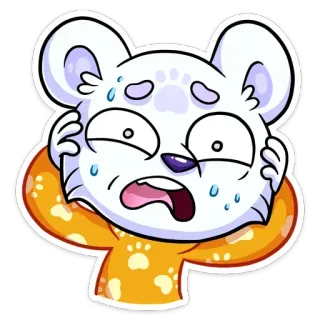 😅 c82e4b52 cartoon, animal, white bear, distressed, sweating, character, illustration telegram sticker