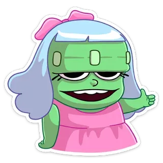 👍 7a157728 sticker, cartoon, character, girl, zombie, monster whatsapp sticker