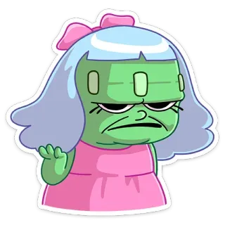 😕 837bab33 cartoon, character, sticker, girl, frankestein whatsapp sticker