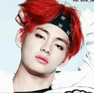 💦 8a7cf089 V IG: Dts_ta Kpop, BTS, V, бандана, рыжие волосы, певец whatsapp sticker