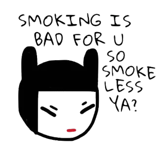 🙃 3275e5fb SMOKING IS BAD FOR U SO SMOKE LESS YA? Palenie, Zdrowie, Kreskówka, Wiadomość, Ostrzeżenie, Mniej palenia telegram sticker