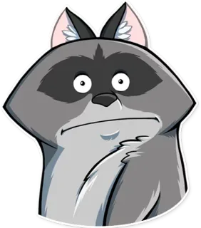 😐 f6188ace アライグマ, 動物, 漫画, 哺乳類, 毛皮, 考えている telegram sticker