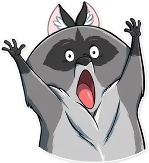 😱 f7113522 アライグマ, 動物, 漫画, 面白い, かわいい, びっくり, 衝撃 telegram sticker