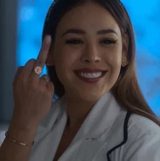 〰 0643bee6 mittelfinger, geste, beleidigend, frau, porträt telegram sticker