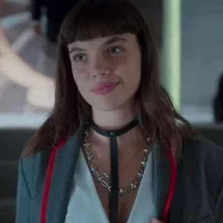 〰 53674474 Frau, Porträt, Brünette, Halskette, Schuluniform telegram sticker