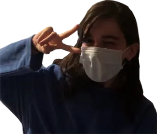 😝 bb6f5deb 人, 女人, 面具, 和平标志, 手势 whatsapp sticker