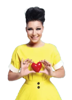 ❤ 1ac36c8e kobieta, serce, żółta sukienka, uśmiechnięta, osoba, miłość telegram sticker