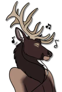 🎧 1eb314eb 麋鹿, 拟人, 音乐, 耳机, 动物, 卡通 telegram sticker