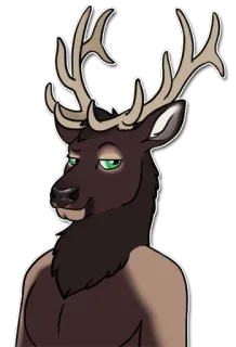 😏 a51cd335 鹿, 毛茸茸, 拟人, 动物, 卡通, 鹿角 telegram sticker