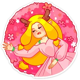 😴 dffa0ccd cartoon, pink, blonde, girl, floral, deer, anime telegram sticker