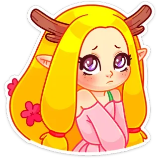 ☹️ fc257a36 anime, elf, cute, cartoon, fairy, girl, deer, kawaii telegram sticker