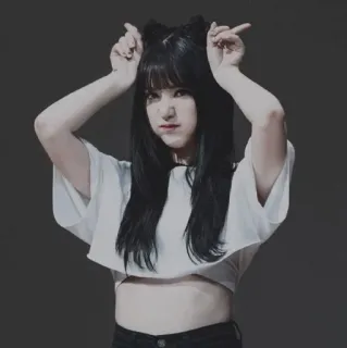 🌺 2815a04c wanita, rambut hitam, telinga, crop top, potret, dewasa muda whatsapp sticker