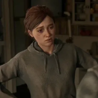 🪶 c37074cf Ellie Williams The Last of Us Part II gra wideo, postać, siniak, smutny, ellie, the last of us, ranny telegram sticker