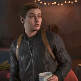 🪶 e9c2b831 Abby Anderson The Last of Us Part II gra wideo, postać, kobieta, poważny, kurtka telegram sticker