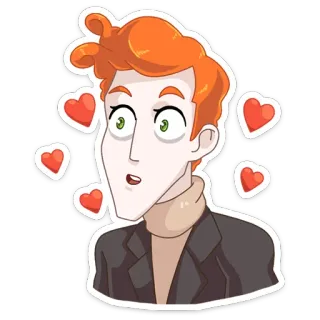 🥰 1aff71d6 desenho animado, homem, corações, amor, romance whatsapp sticker