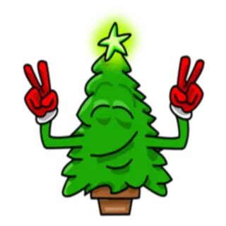 ✌ 9845952d Рождественская елка, Мультфильм, Знак мира, Праздник, Наклейка telegram sticker