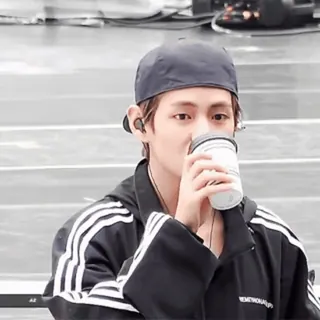 😐 f7b53ca9 man, coffee, portrait, hat, person telegram sticker