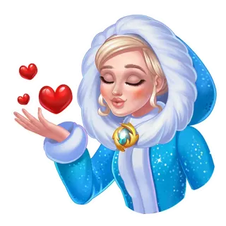 😘 0dd03e9f mujer, corazones, invierno, nieve, azul, dibujos animados, amor telegram sticker