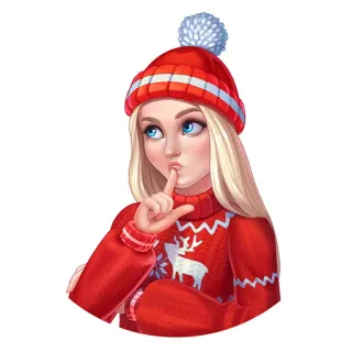🙄 b3cfe838 chica, invierno, shhh, silencio, suéter, navidad telegram sticker